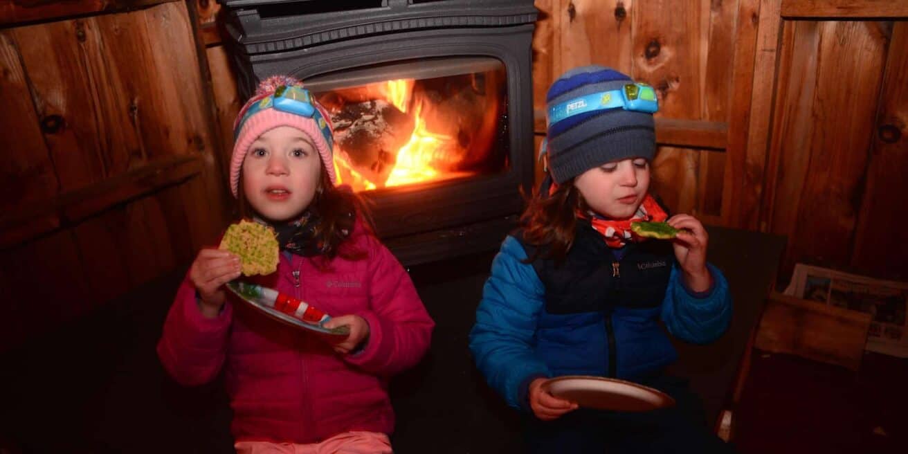 Children near fireplace