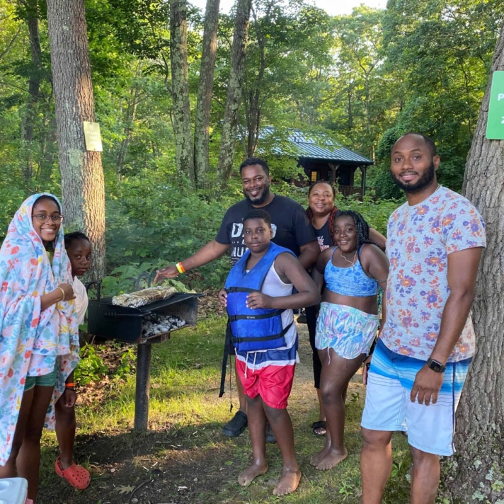 Family barbecuing.