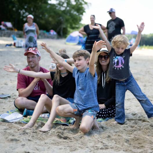 Family having fun on the beach.
