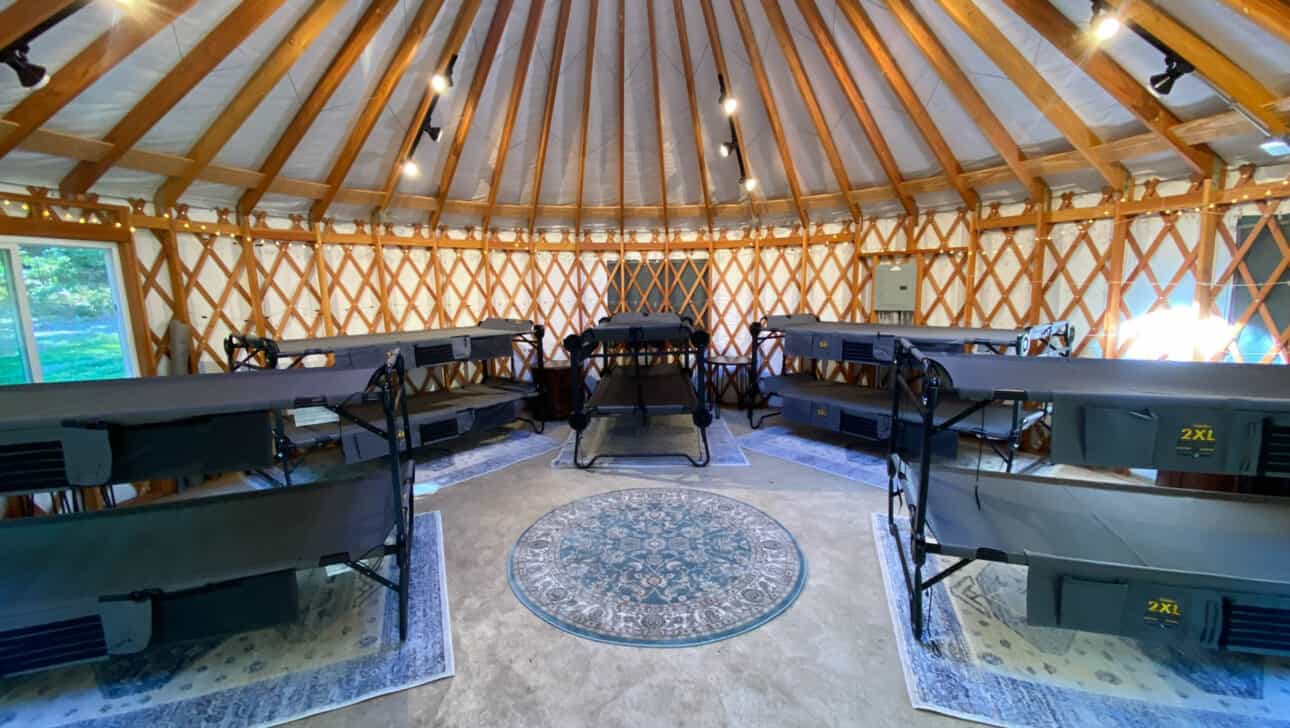 Yurts with bunks for overnights.