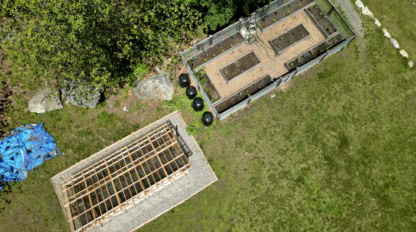 drone photo of greenhouses